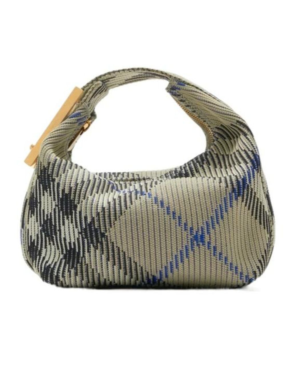 Burberry Metallic Mini Peg Checked Top Handle Bag