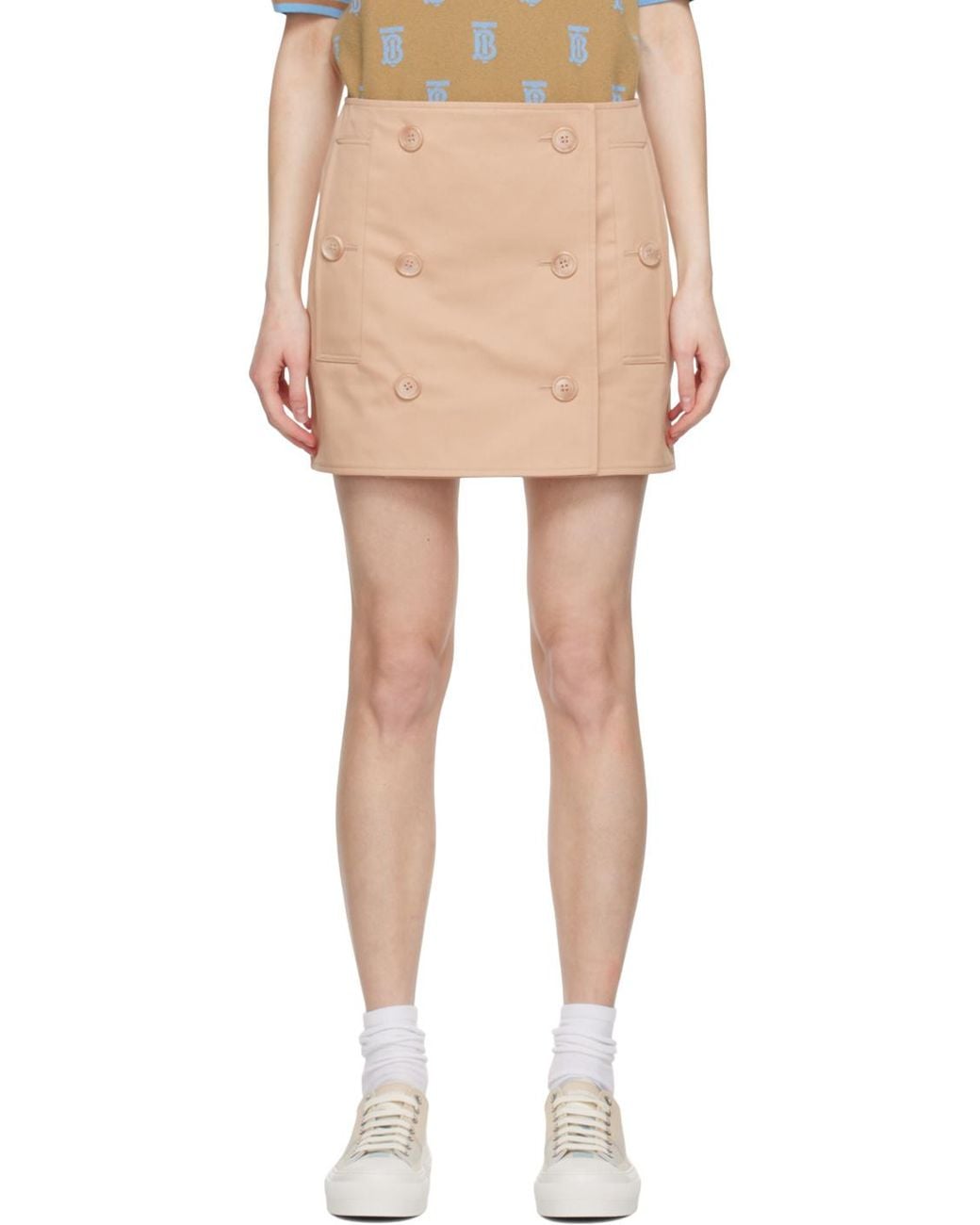 Burberry Natural High-Rise Button Detailed Mini Skirt