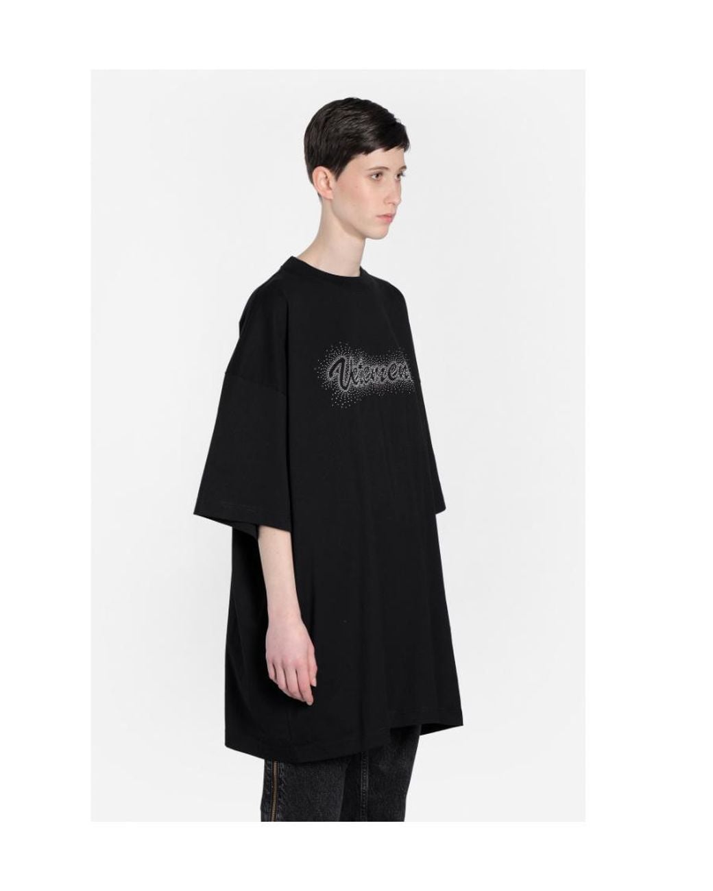 Vetements Black Bling Bling Logo Printed T-Shirt for men