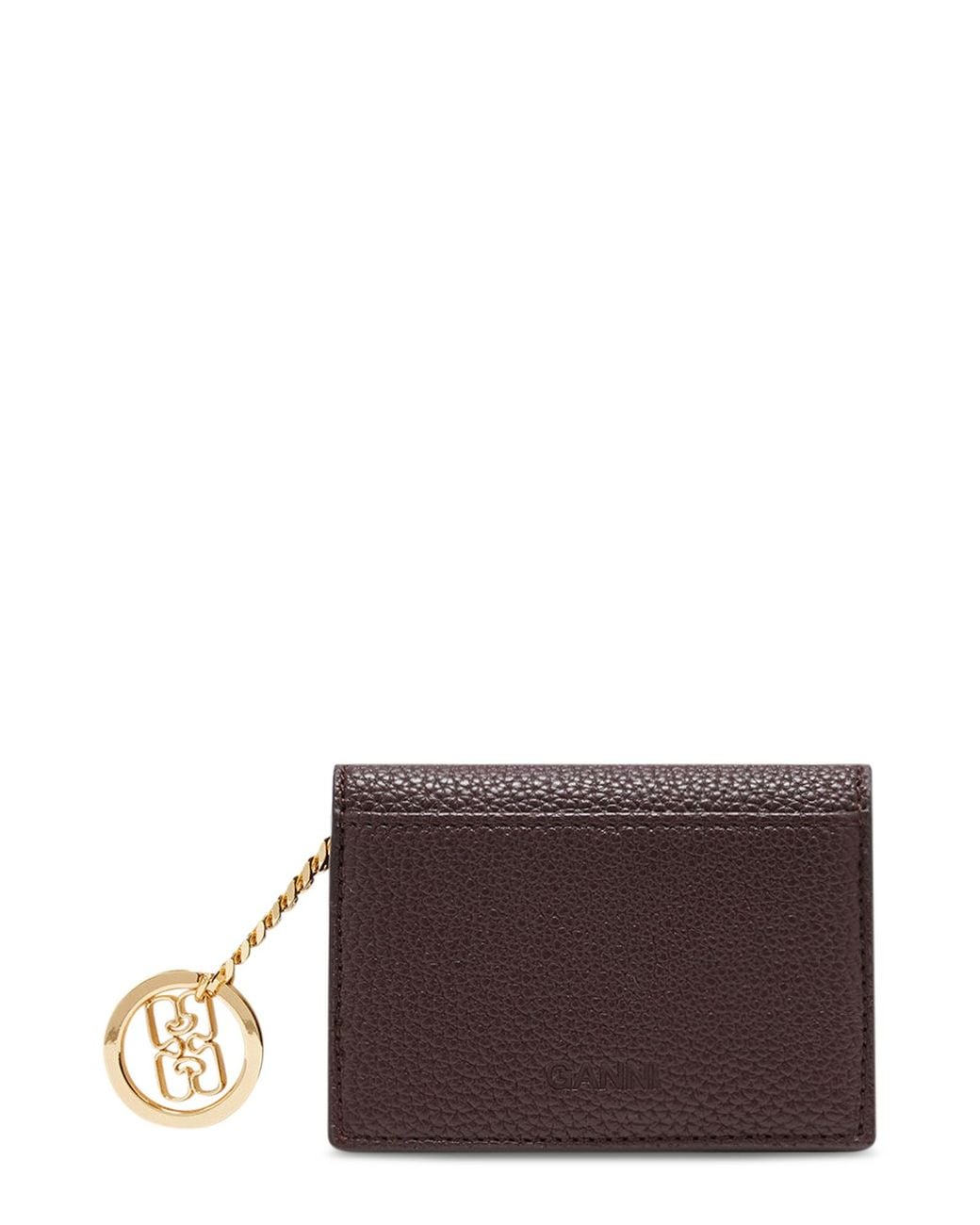 Ganni Brown Logo-Plaque Wallet