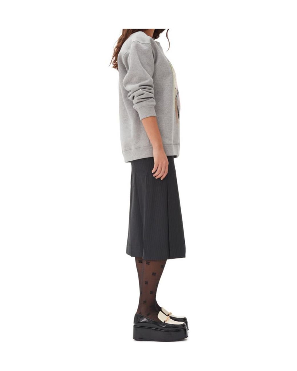 Ganni Gray Fleece Sweatshirt