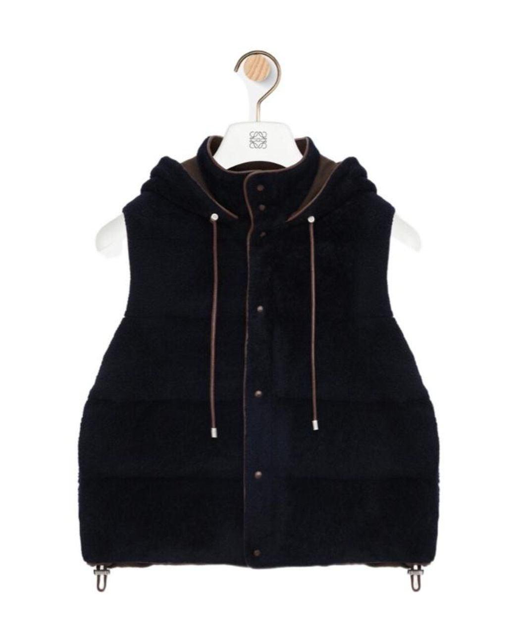 Loewe Black Drawstring Waist Shearling Waistcoat for men