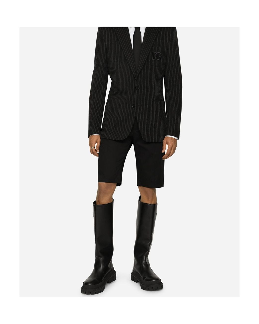 Dolce & Gabbana Black Logo-Patch Bermuda Shorts for men