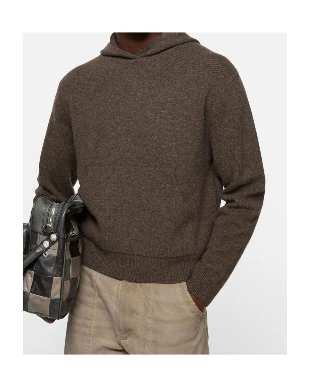 Acne Brown Cashmere-Blend Hoodie for men