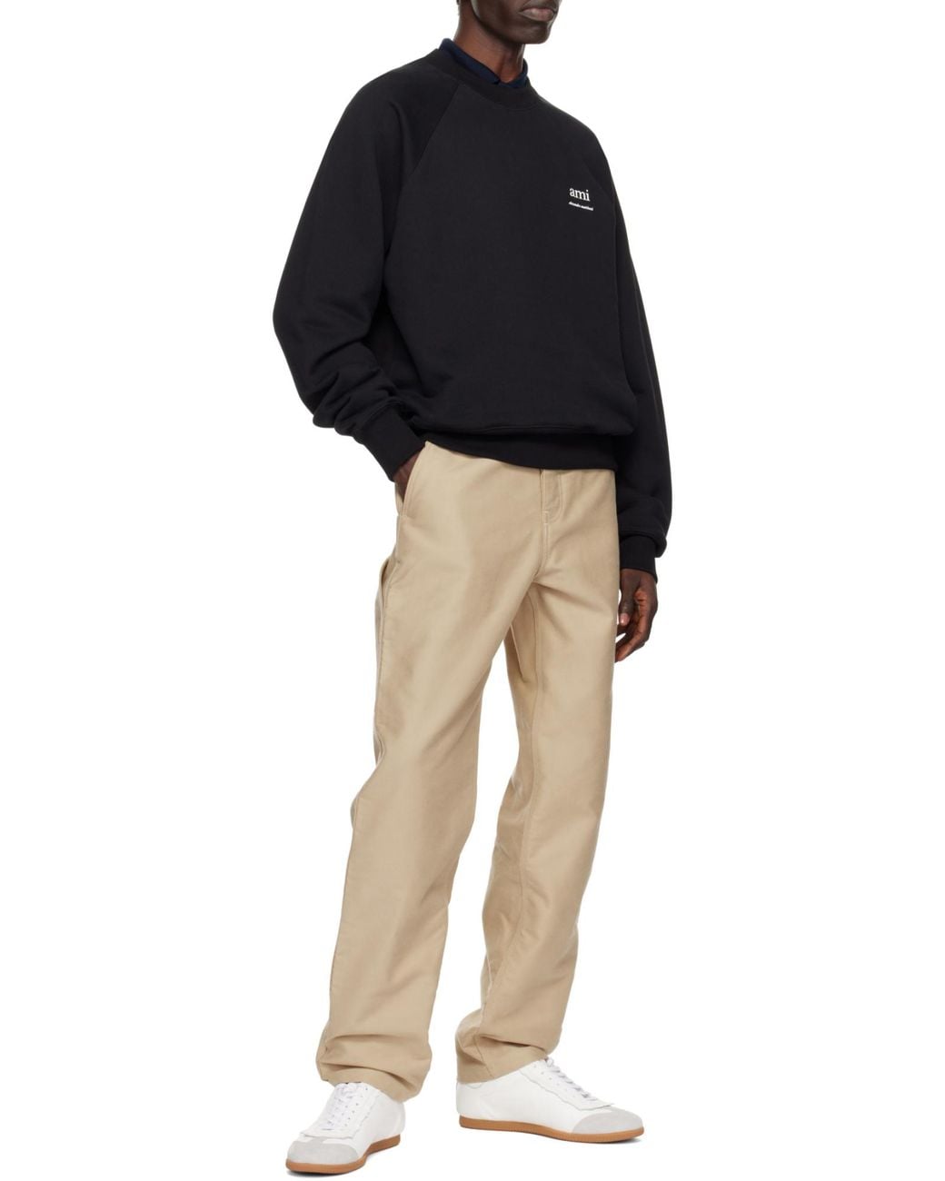 AMI Blue Logo Printed Crewneck Sweatshirt for men