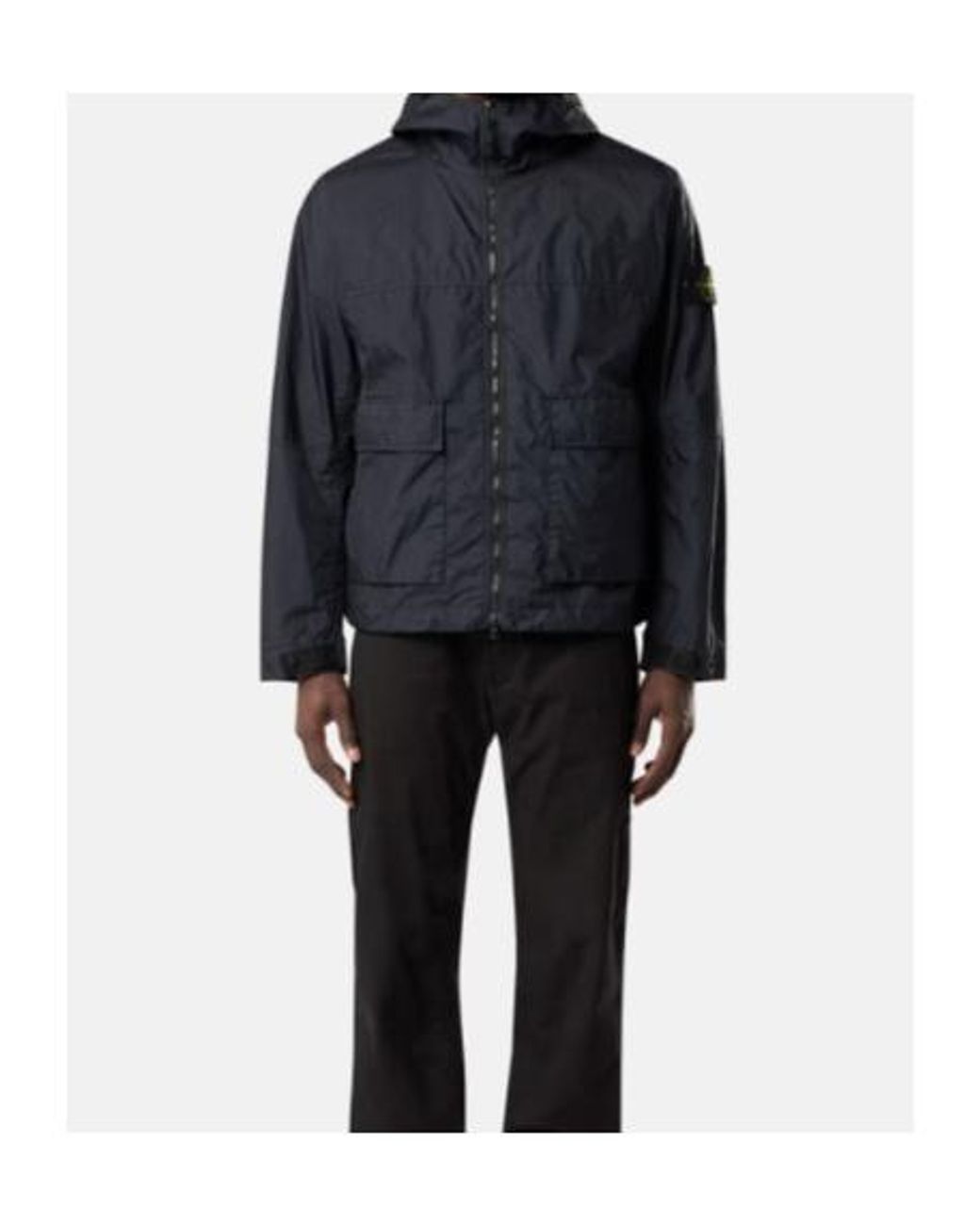 Stone Island Blue Logo Patch Hooded Jacket for men
