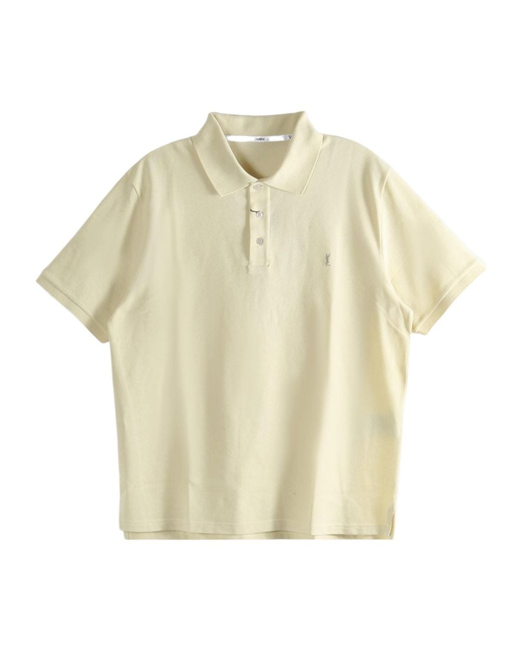 Saint Laurent Natural Cassandre Embroidered Short-Sleeved Polo Shirt for men