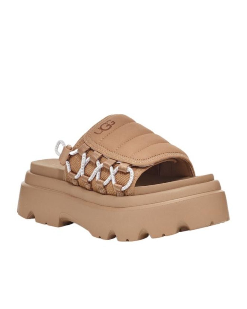 Ugg Brown Callie Quilted Platform Slides