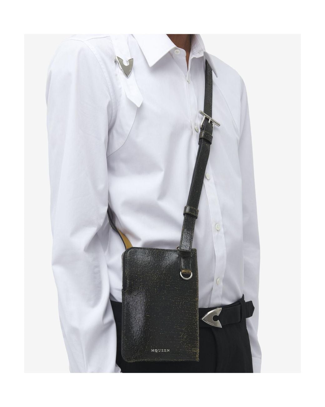McQueen Gray T-Bar Sling Phone Holder for men