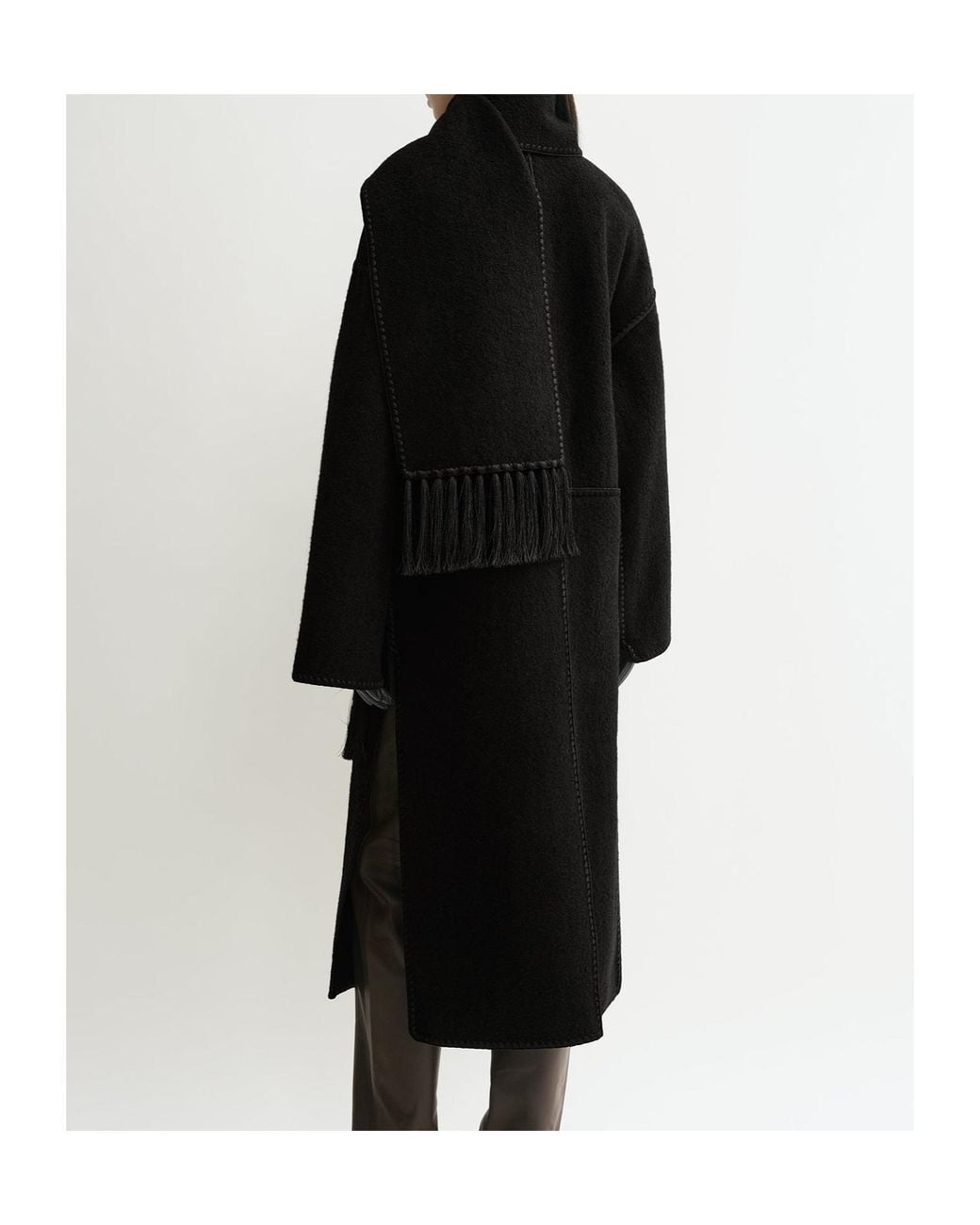 Totême Black Long Coat Wool Scarf