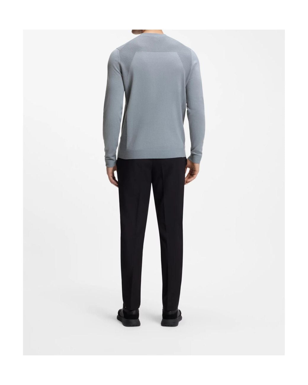 Boss Gray Cotton-Blend Sweater With Bodymapping Structure for men