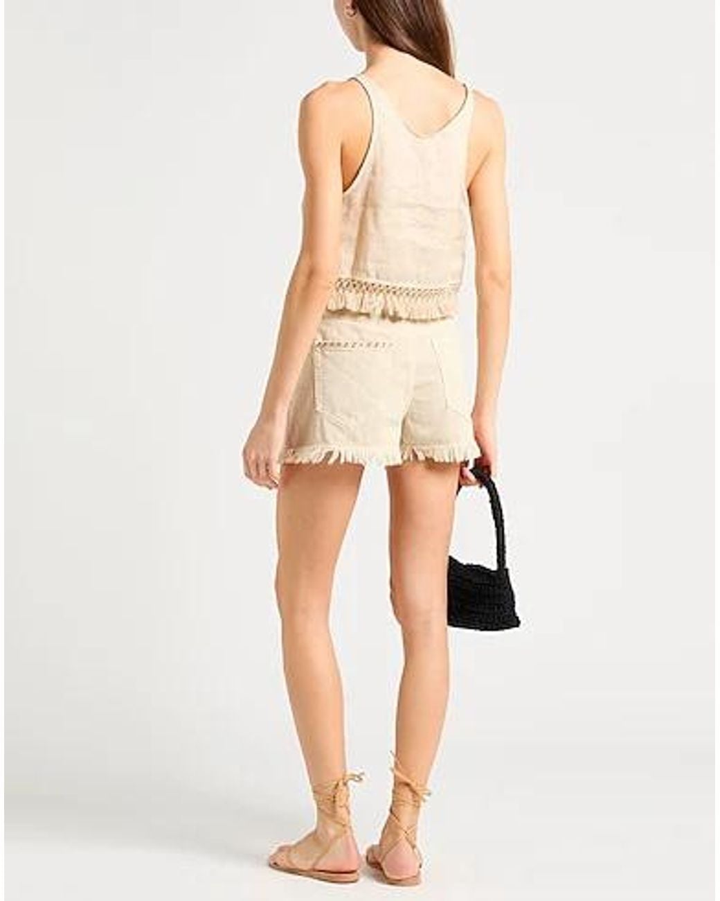 Isabel Marant Natural Denim Shorts Cotton, Hemp