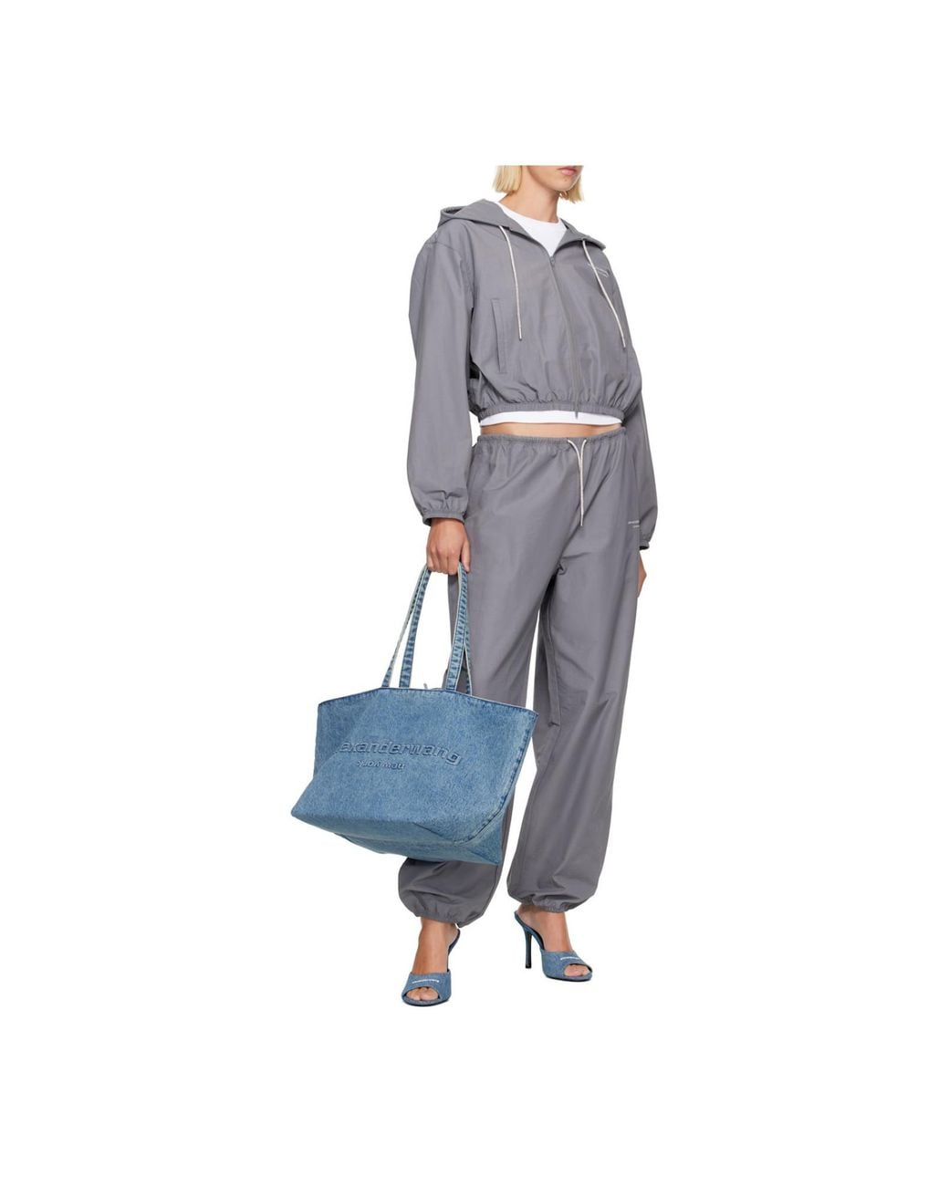 Alexander Wang Blue Logo-Embossed Denim Tote Bag