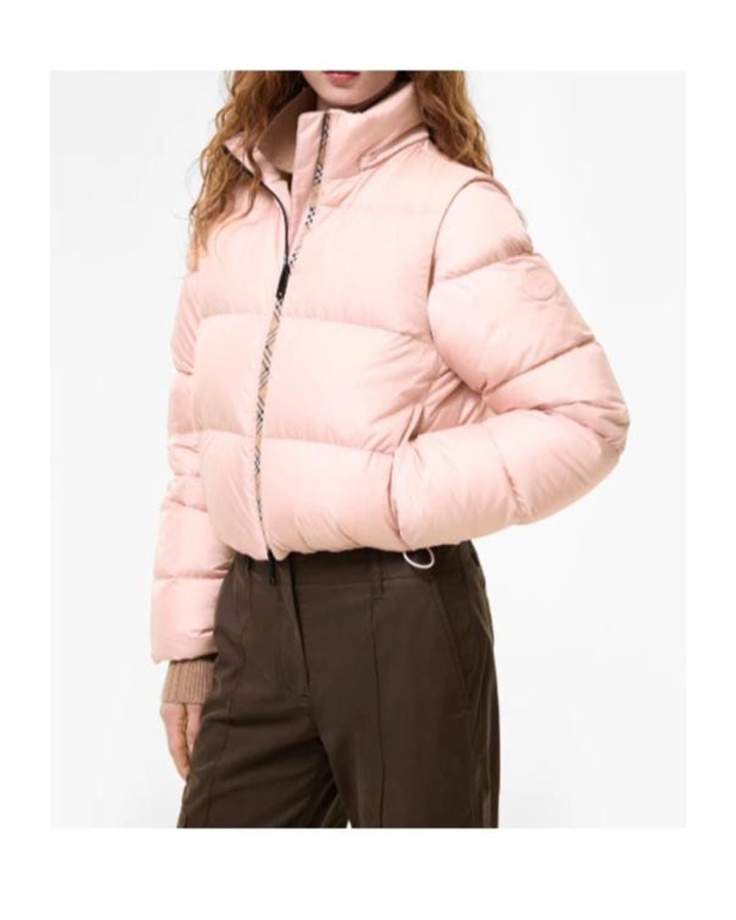 Burberry Pink Langdale Cropped Down Jacket