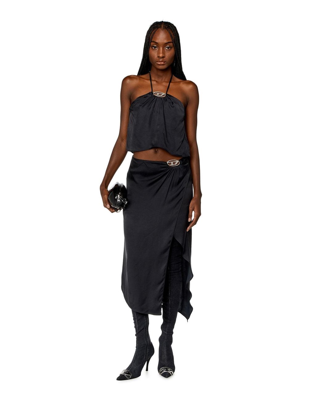 DIESEL Blue T-Stant-N1 Halterneck Cropped Top
