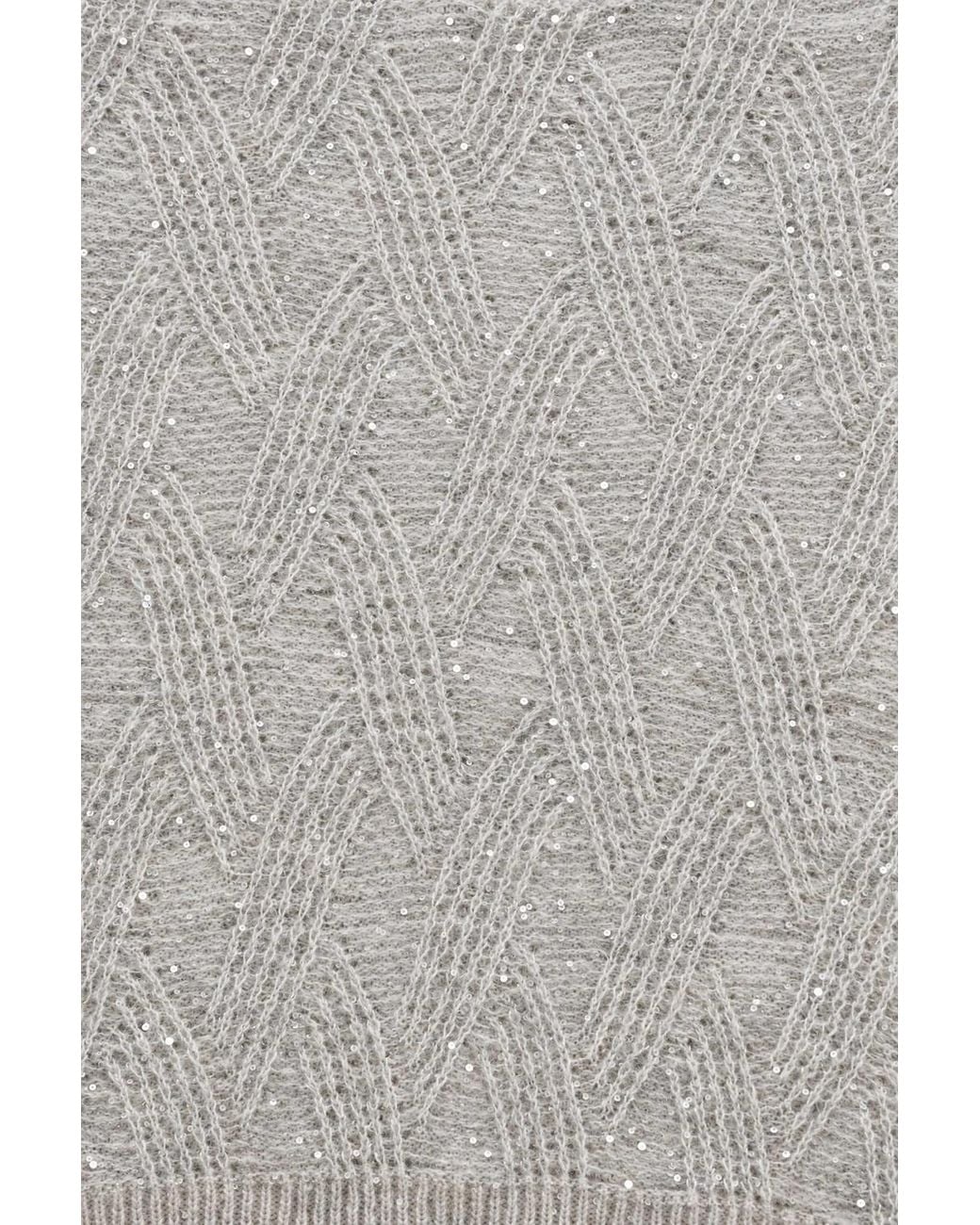 Peserico Gray Sequin-Embellished Cable-Knit Sweater
