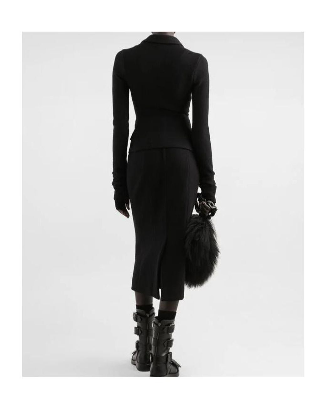 Dolce & Gabbana Black Virgin Wool Midi Skirt