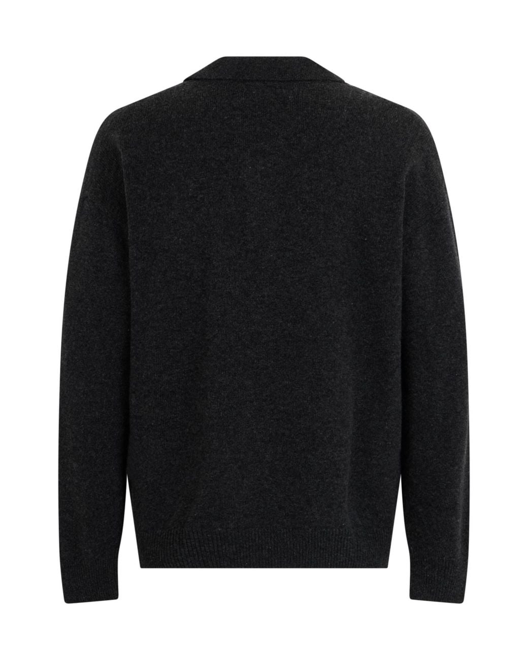 Roberto Collina Black Open Polo Collar Knitted Sweater for men