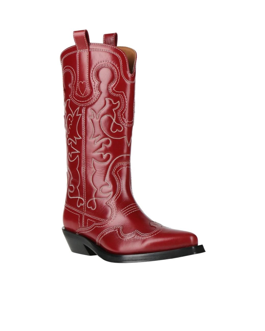 Ganni Red Minimalist Denim Boots