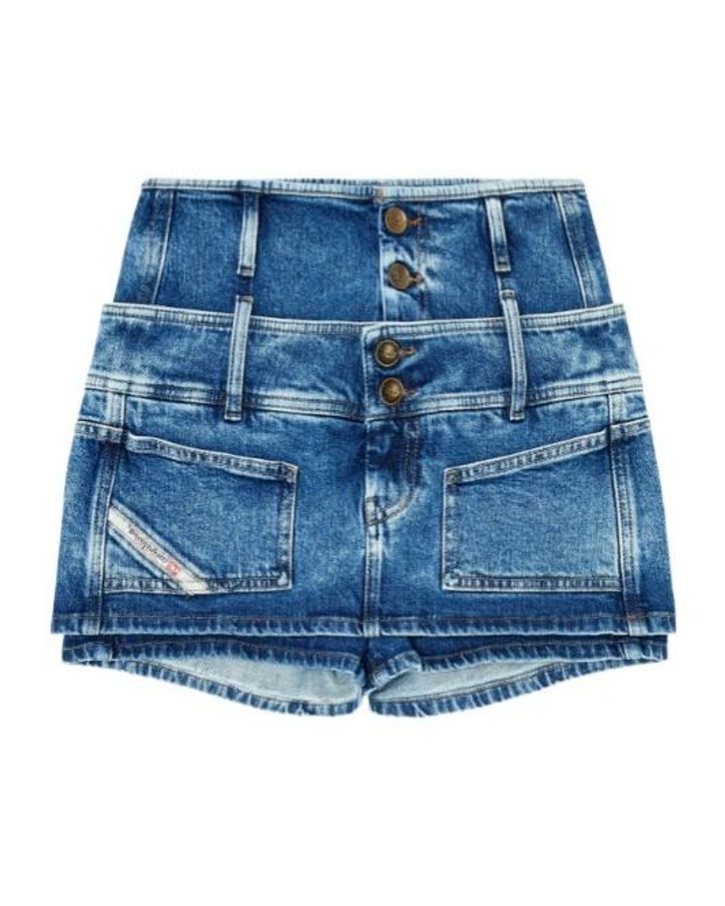 DIESEL Blue Double Waist Denim Mini Skort
