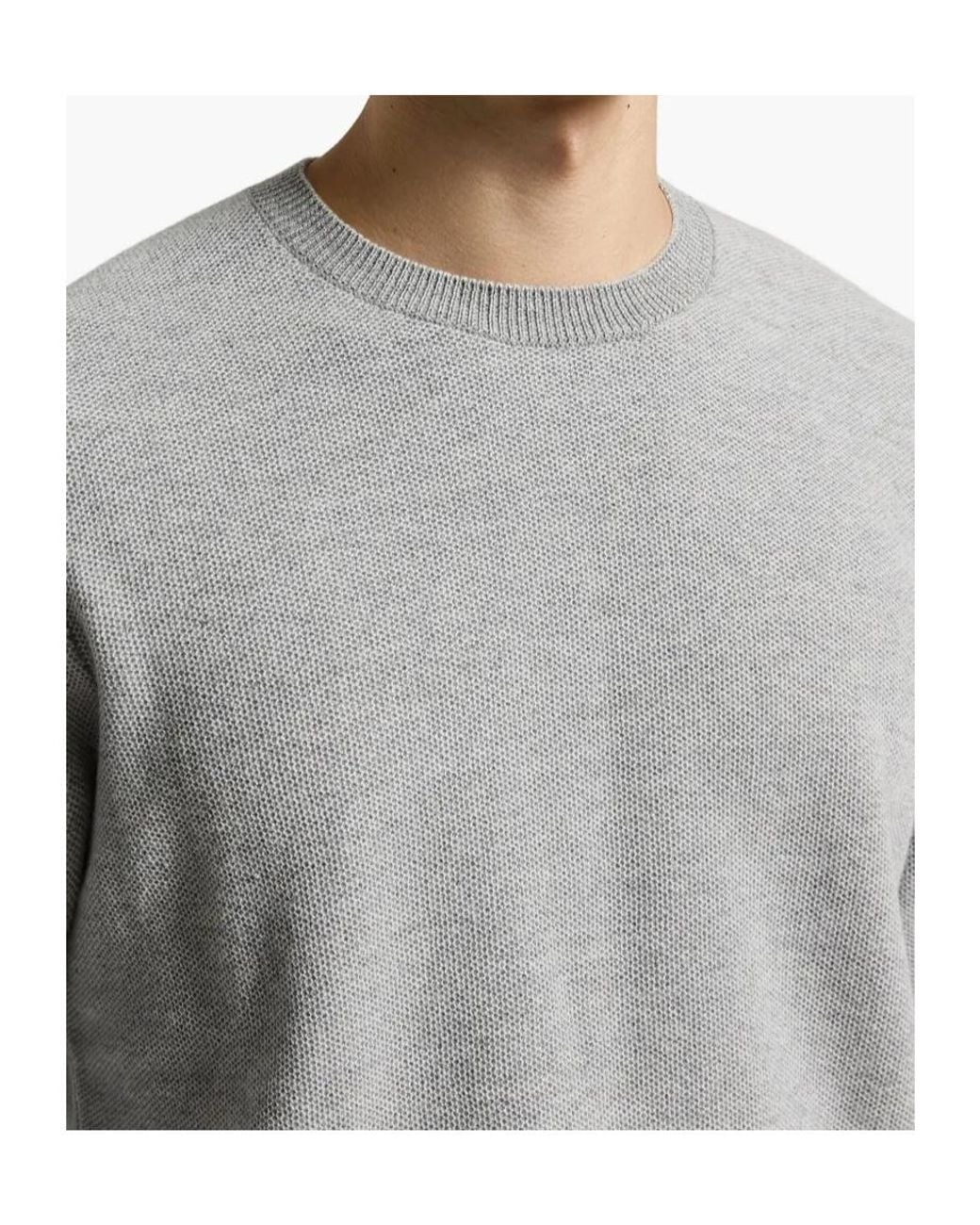 Peserico Gray Ribbed Crew-Neck Sweater for men