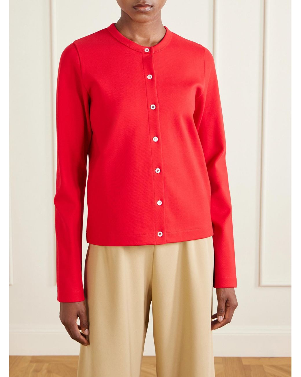 Flore Flore Red Organic Cotton-Jersey Cardigan