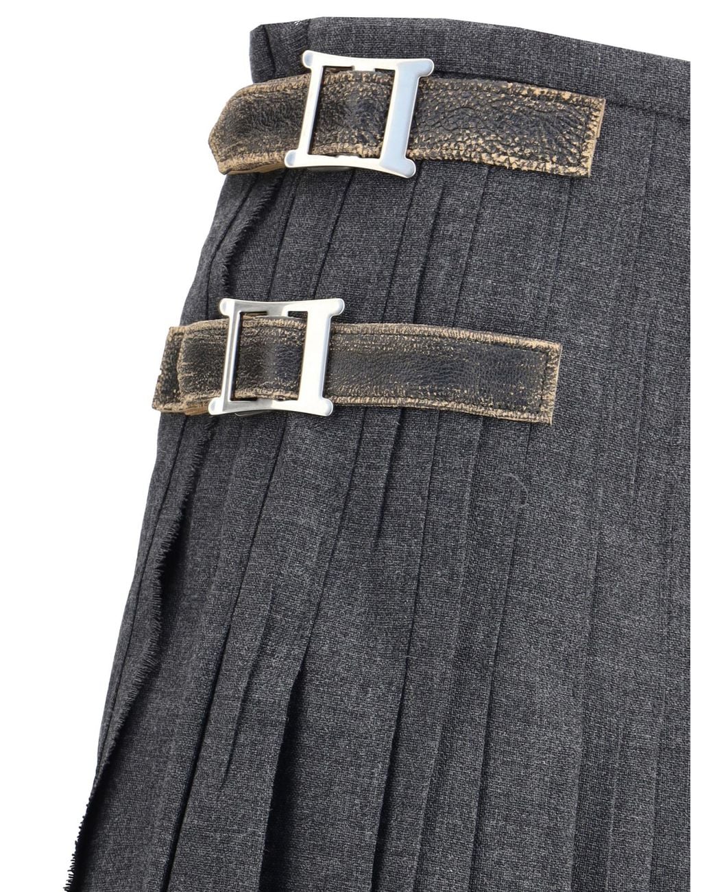 Prada Gray Pleated Midi Skirt