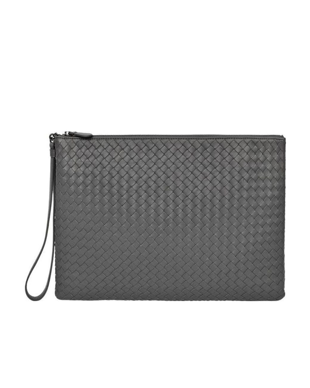 Bottega Veneta Gray Intrecciato Clutch Bag for men