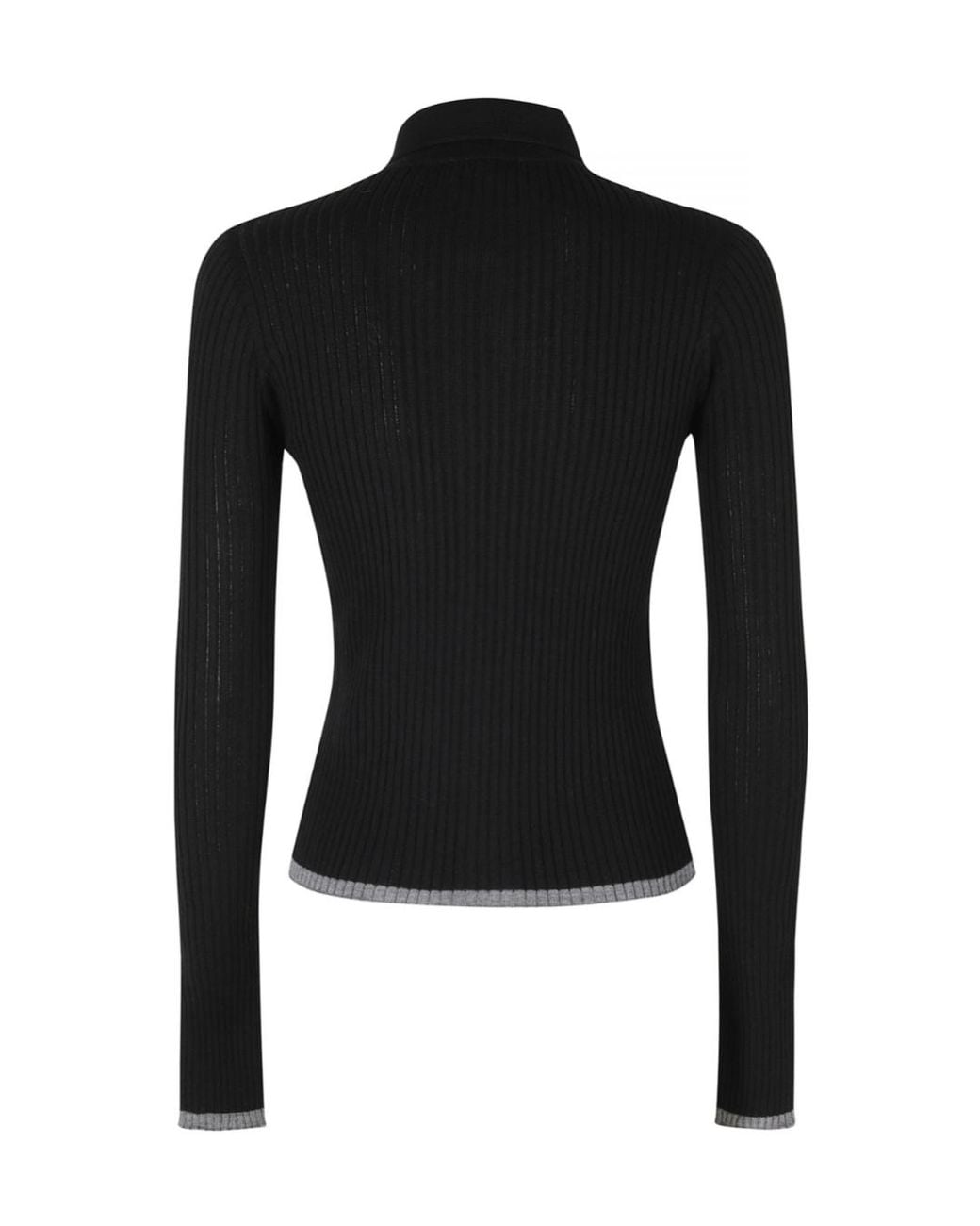 Roberto Collina Black Contrast Trim Ribbed Knitted Top