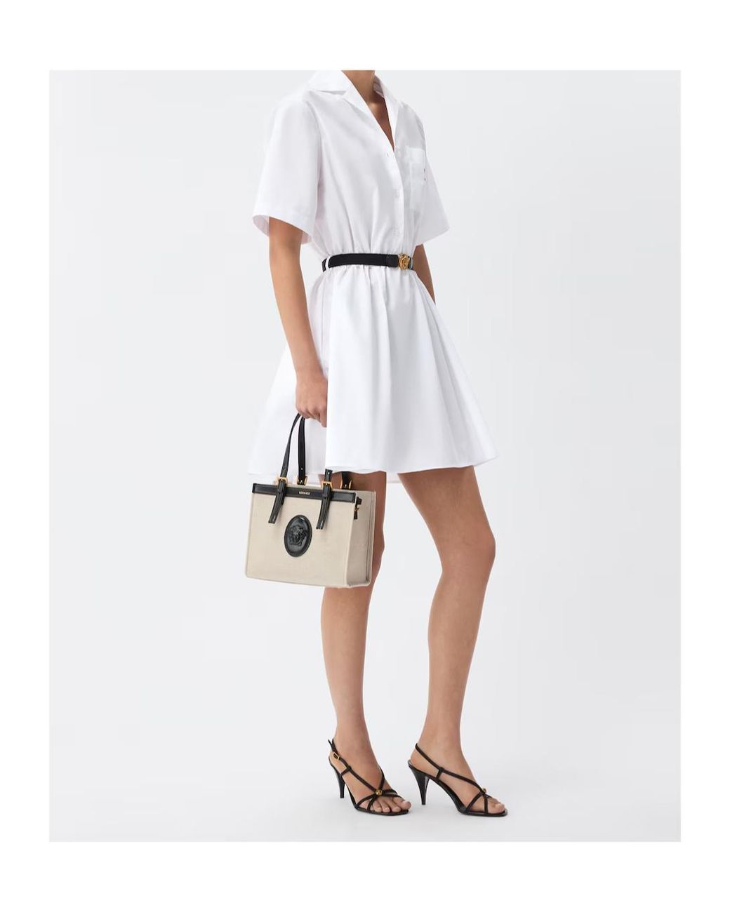 Versace White Belted Shirt Dress