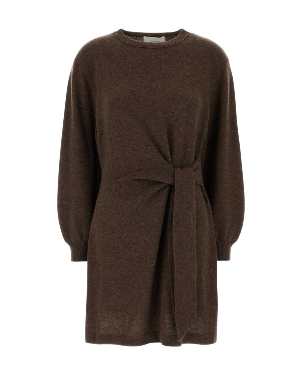 Lisa Yang Brown Abrielle Tie-Waist Knitted Dress
