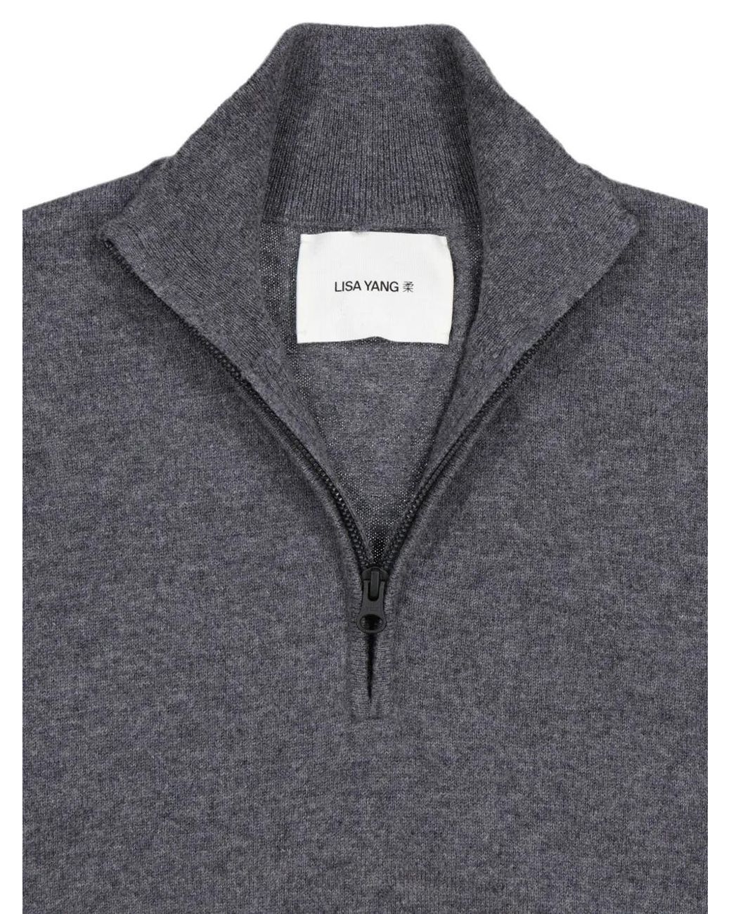 Lisa Yang Gray Quarter-Zip Knitted Sweater for men