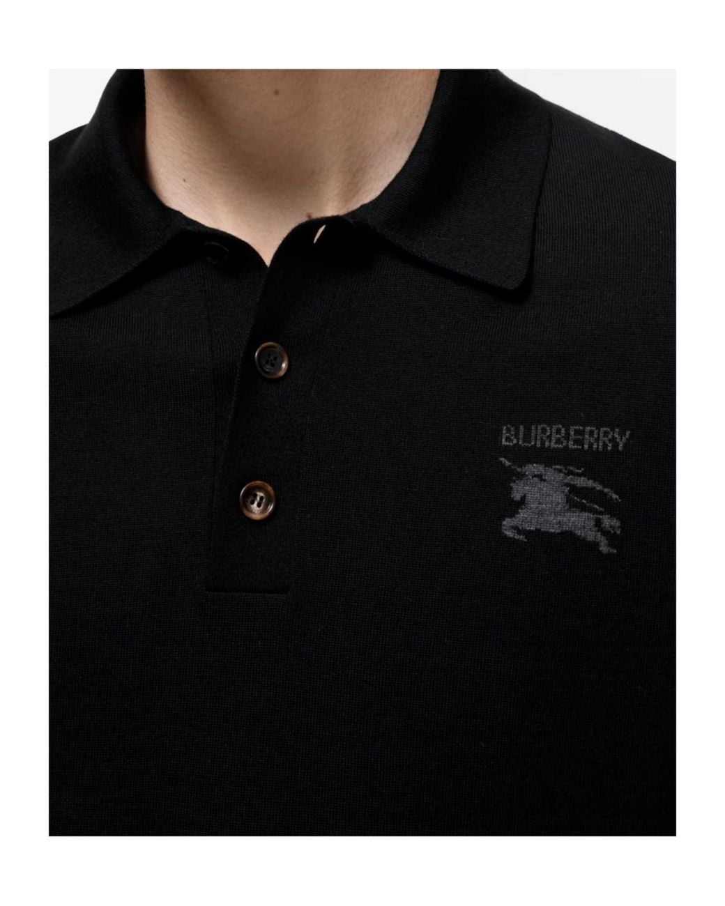 Burberry Black Emory Logo Short-Sleeve Polo Shirt for men