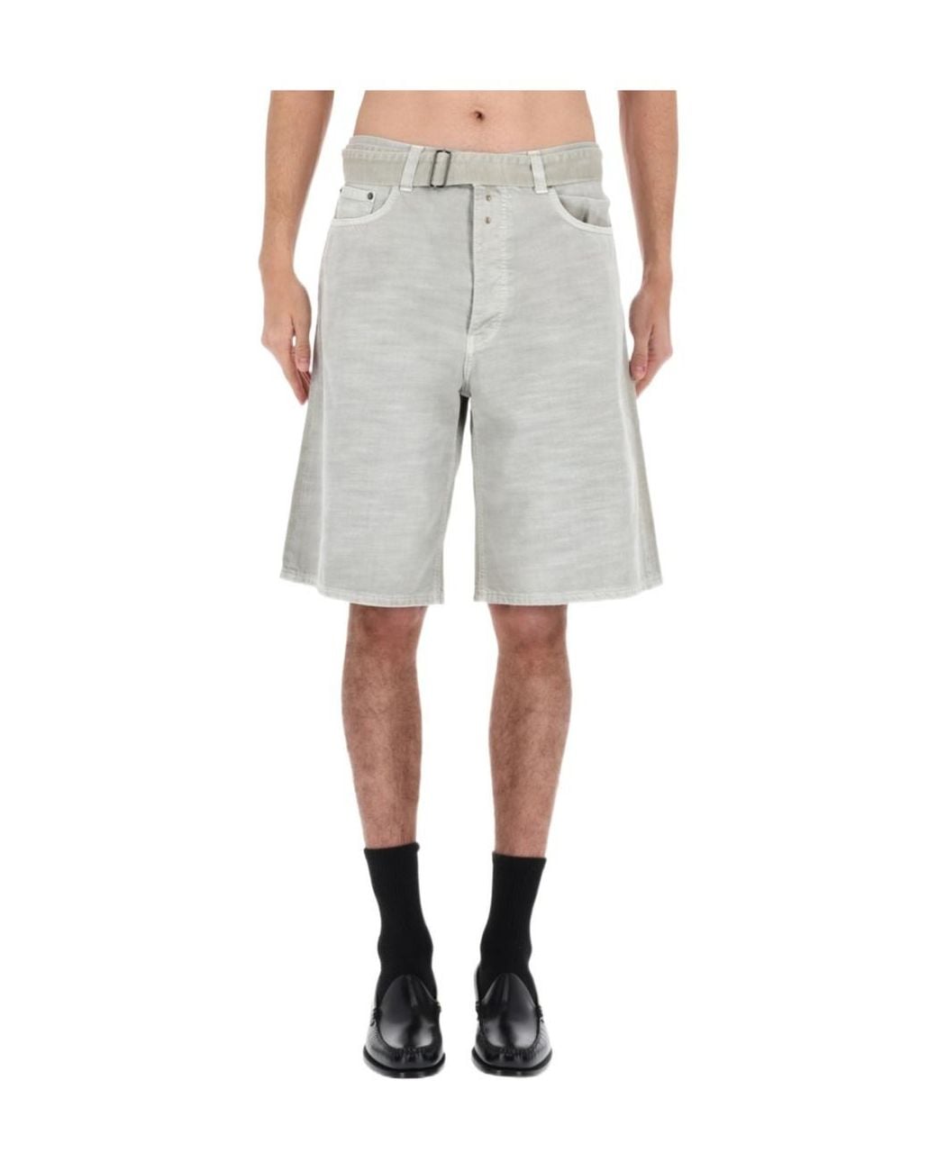 Haikure Gray Belted Bermuda Shorts for men
