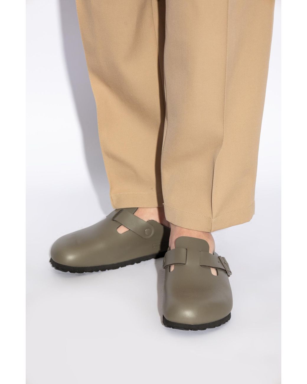 Birkenstock Brown Boston Side-Buckle Slippers for men
