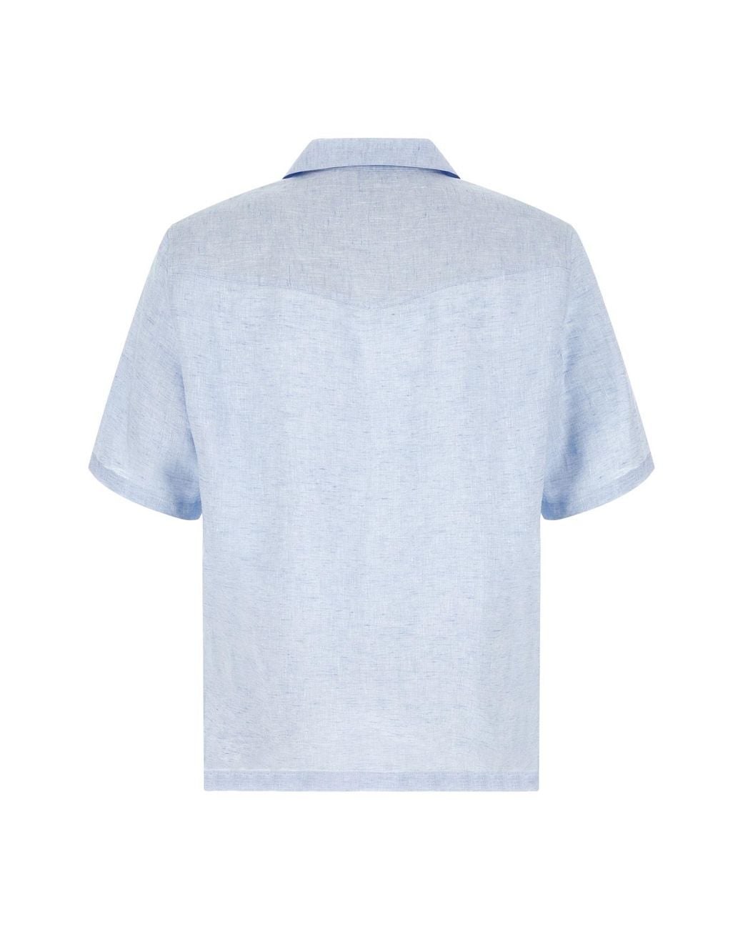 Brunello Cucinelli Blue Short-Sleeved Button-Up Shirt for men