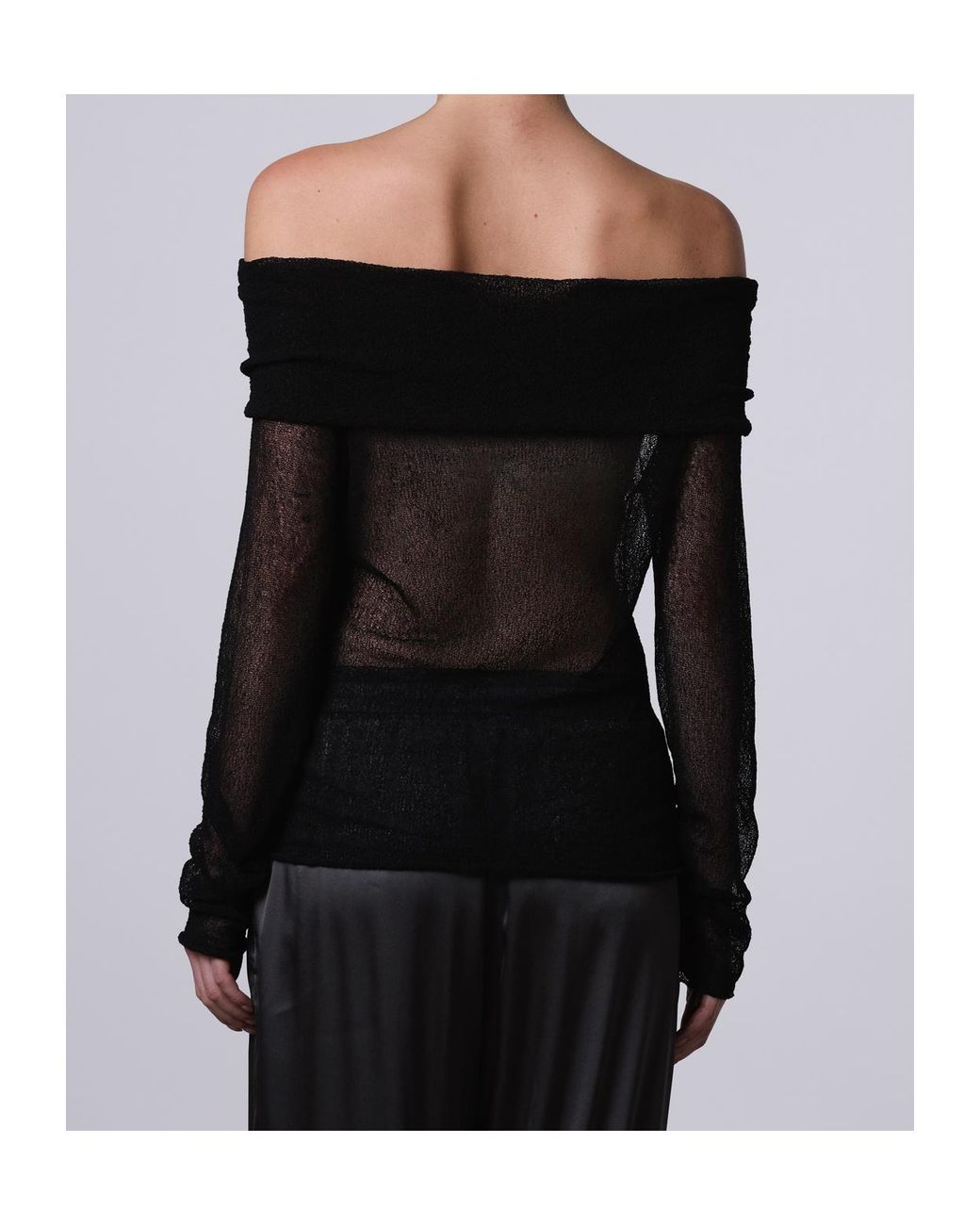 Roberto Collina Black Sheer Off-Shoulder Knitted Top
