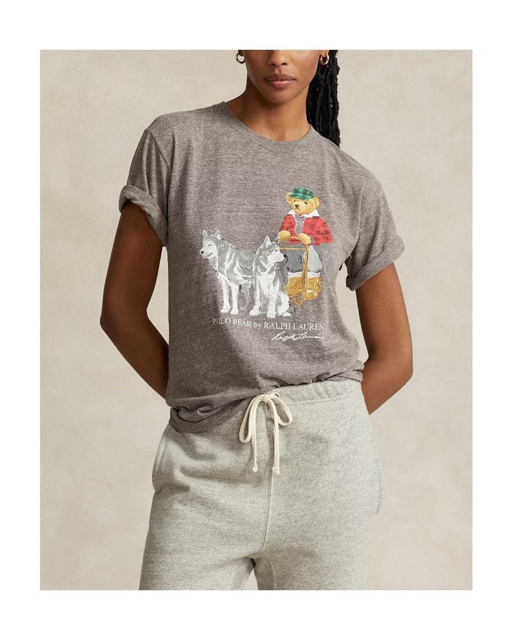 Polo Ralph Lauren Gray Polo Bear-Print Mélange T-Shirt