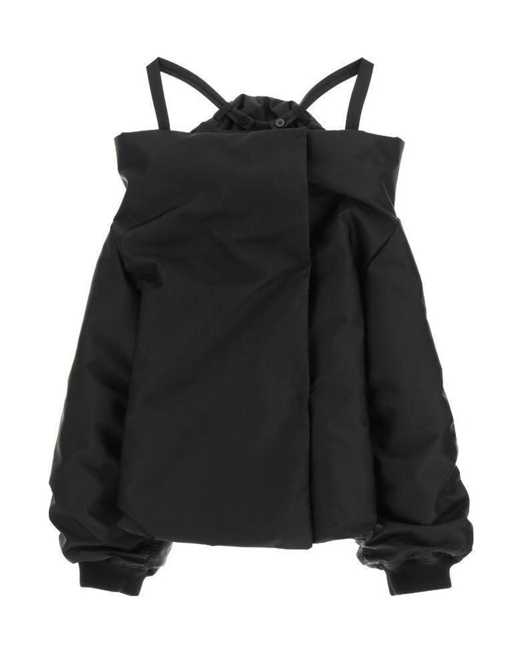 Prada Black Off-Shoulder Padded Re-Nylon Jacket