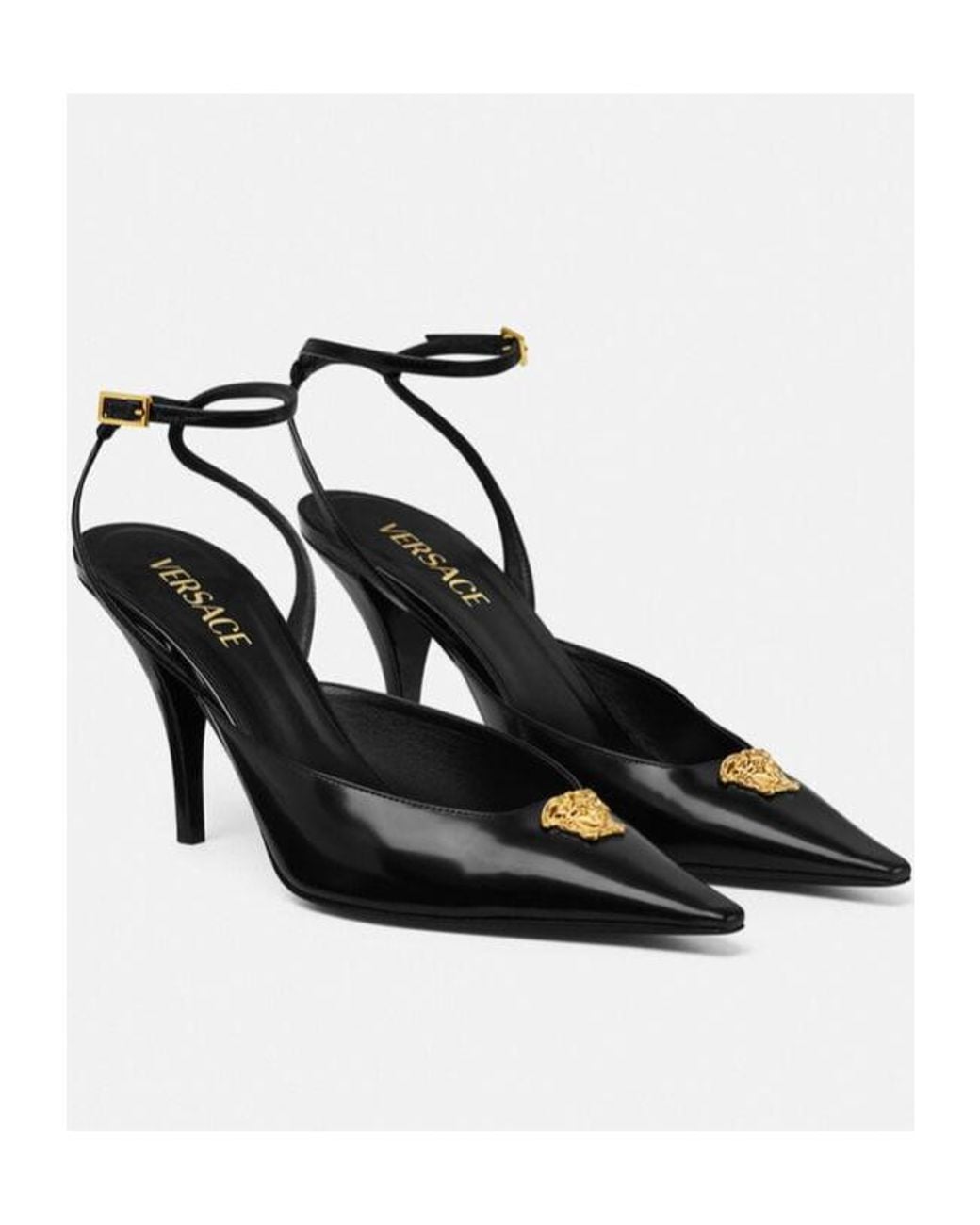 Versace Black 'S Medusa Décolleté Slingback Pumps