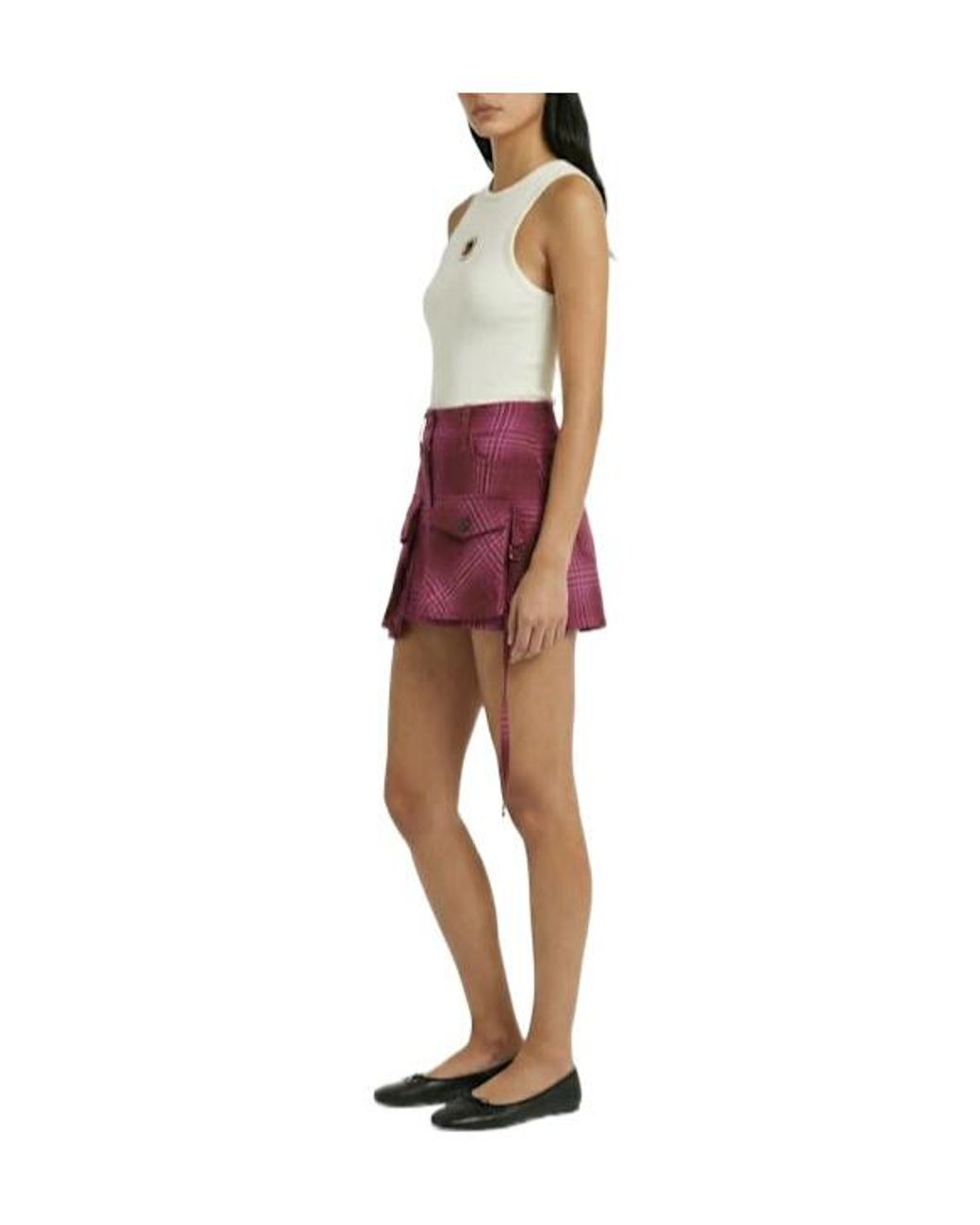 The Attico Purple Cotton Blend Mini Skirt W/ Cargo Pockets