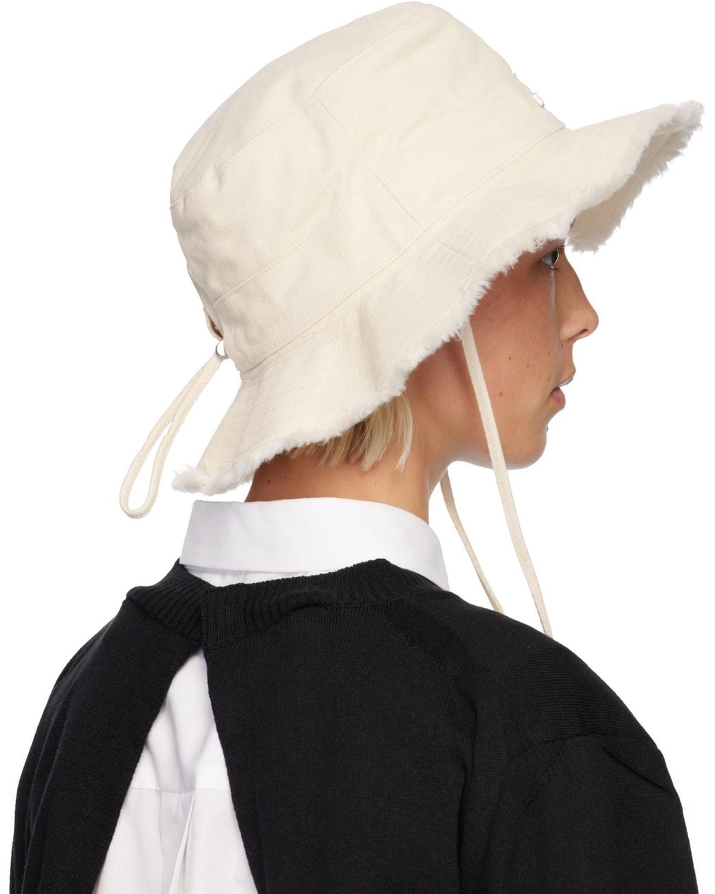 Jacquemus White Le Bob Artichaut Canvas Bucket Hat