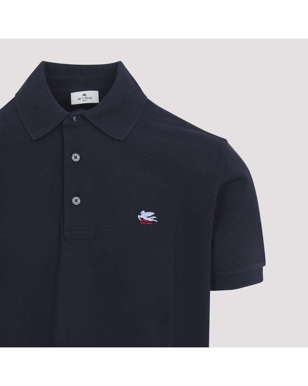 Etro Blue Logo-Embroidered Short-Sleeved Polo Shirt for men