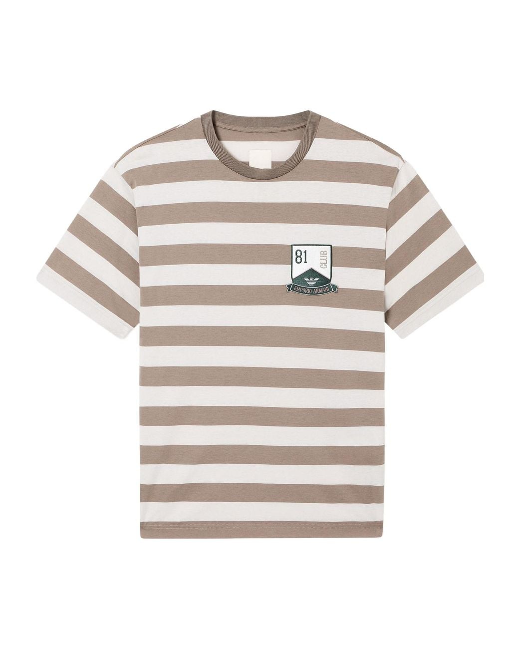 Emporio Armani White Striped Badge T-Shirt for men