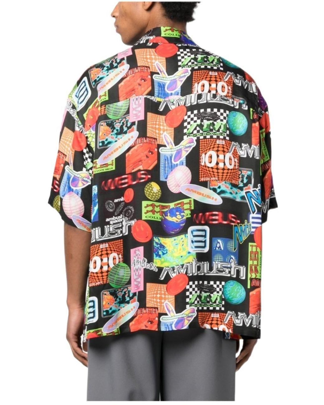 Ambush Gray Abstract-Pattern Buttoned Shirt for men