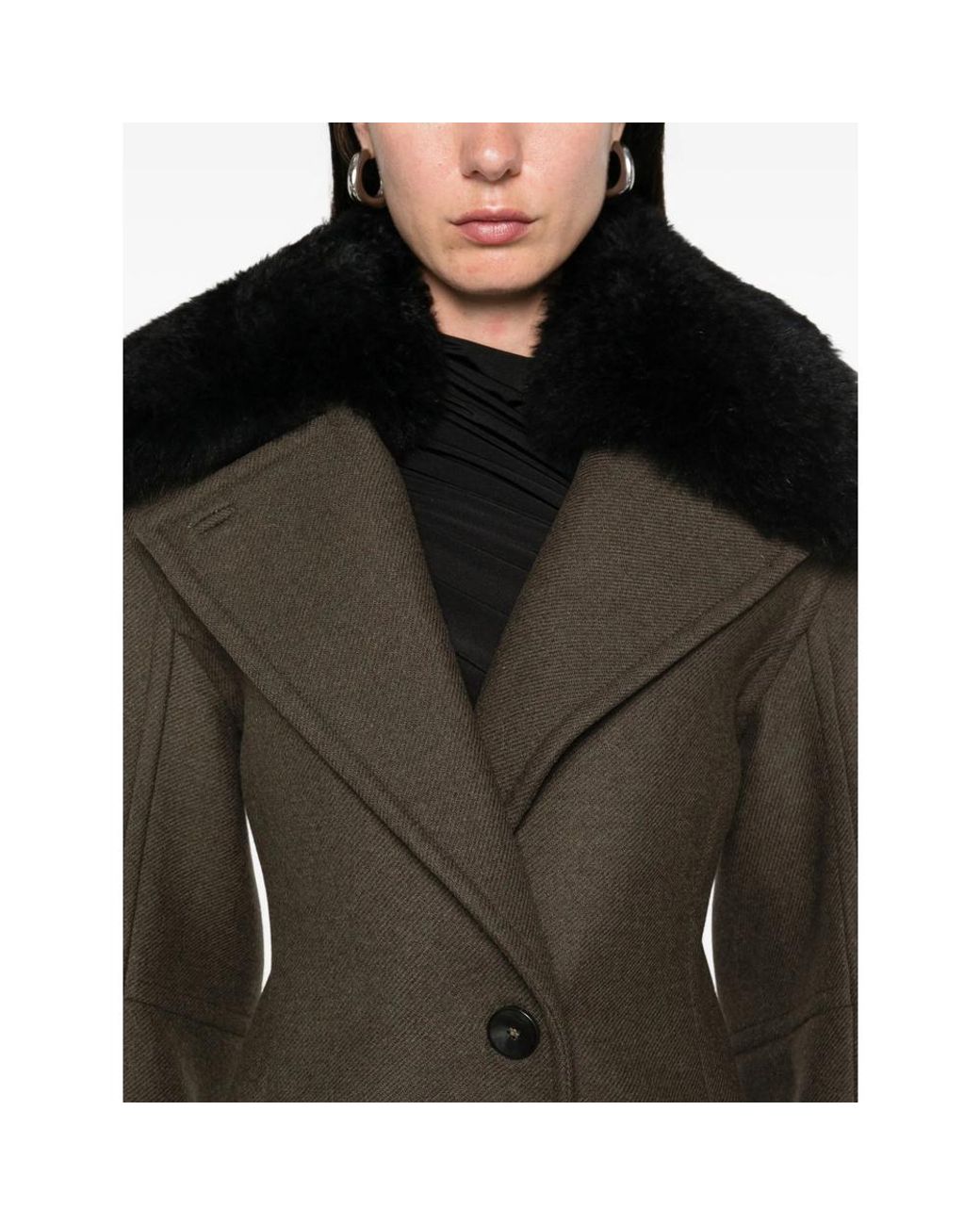 Blumarine Multicolor Single-Breasted Shearling Detailed Coat