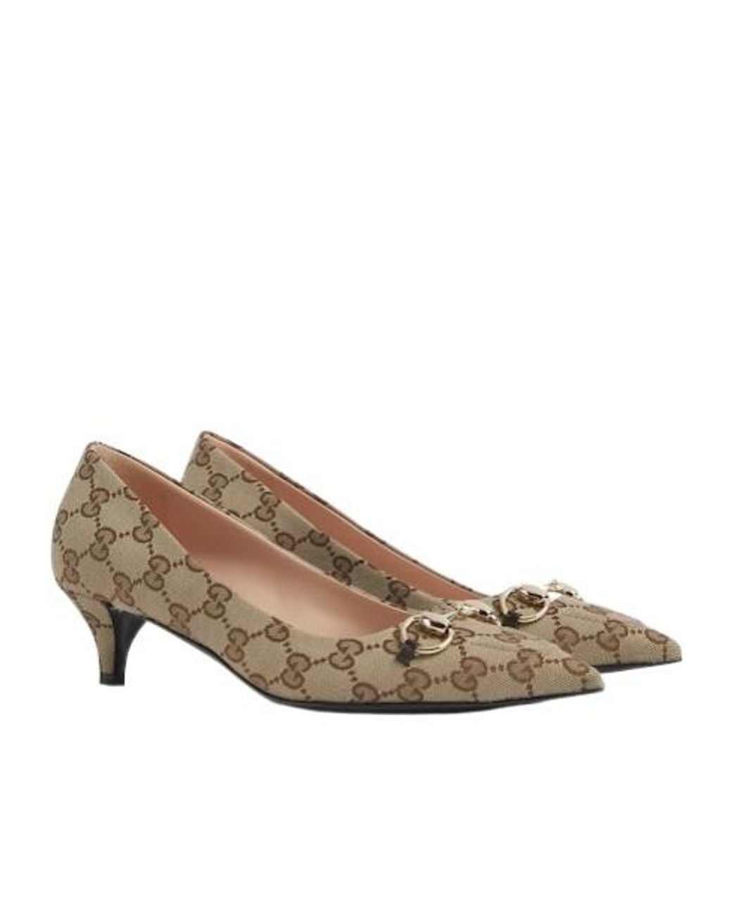 Gucci Gray Horsebit Pointed-Toe Pumps