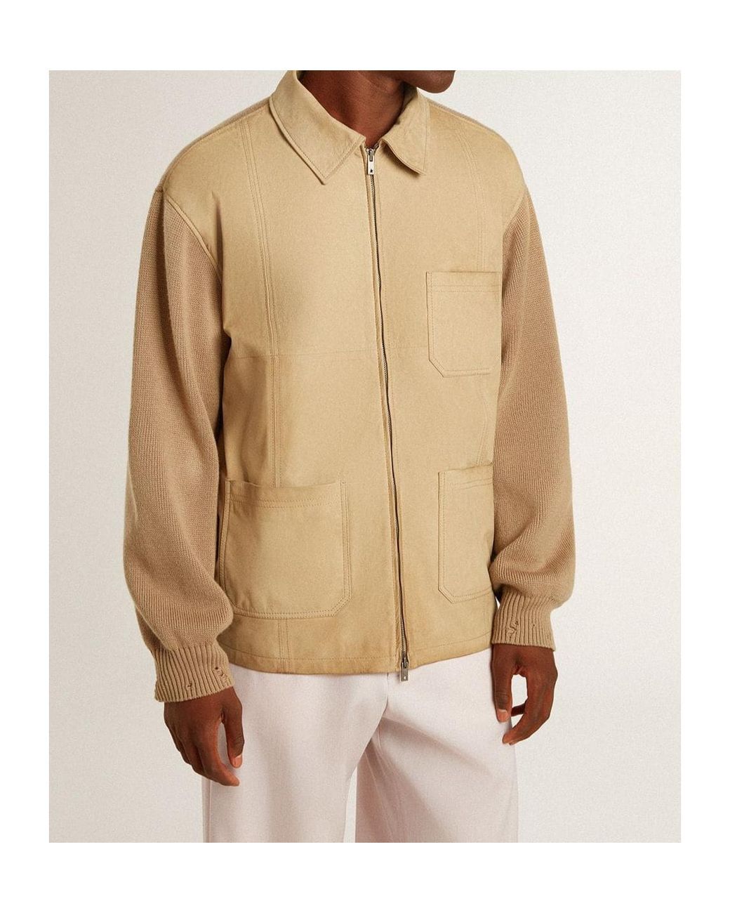 Golden Goose Deluxe Brand Natural Long Sleeved Zipped Jacket for men