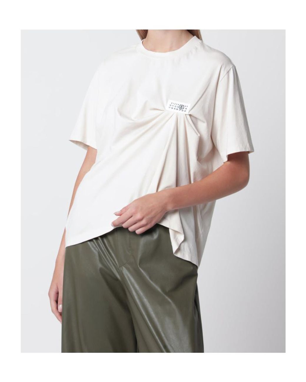 MM6 by Maison Margiela White Draped Logo T-Shirt