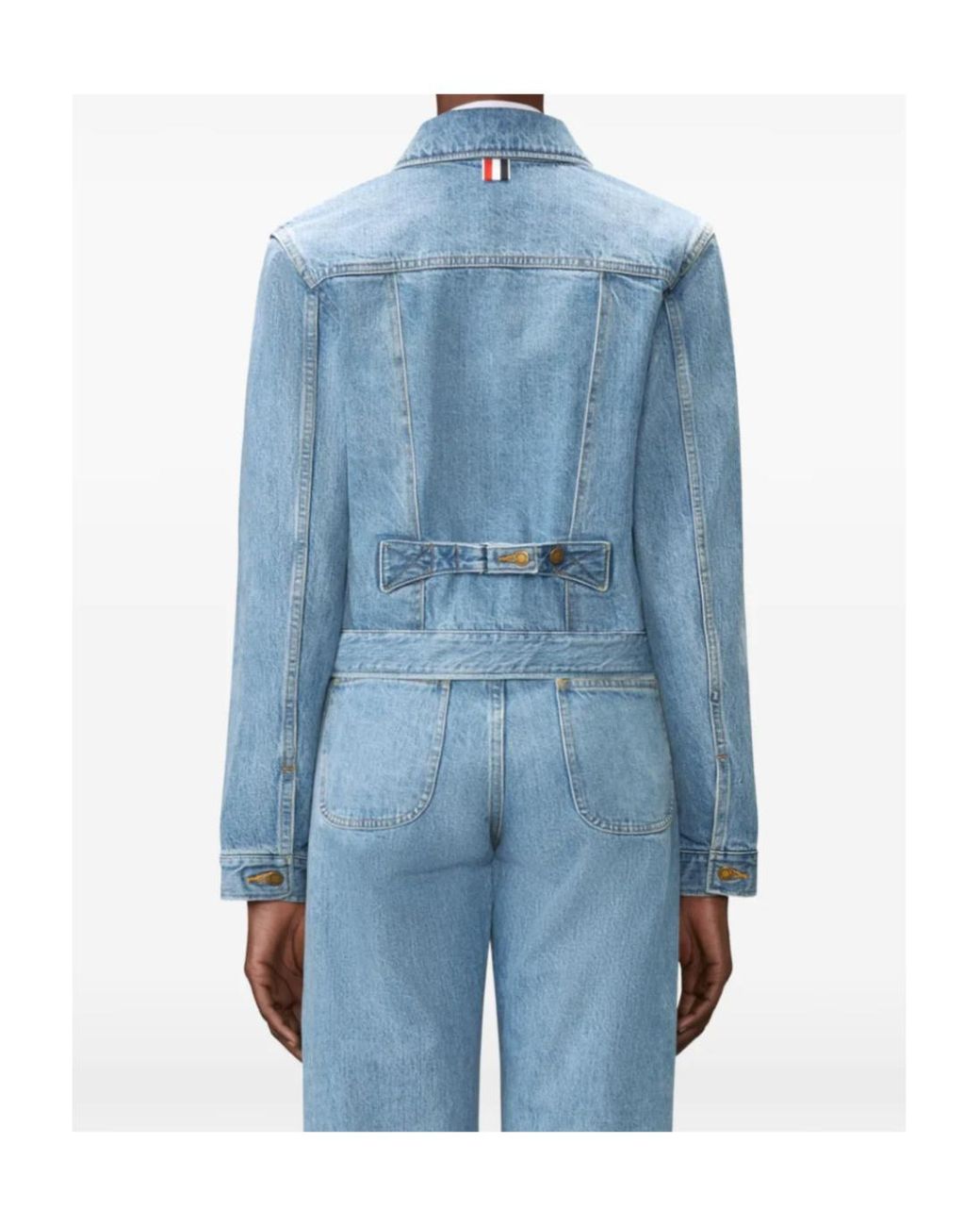 Thom Browne Blue Shrunken Selvedge Denim Jacket